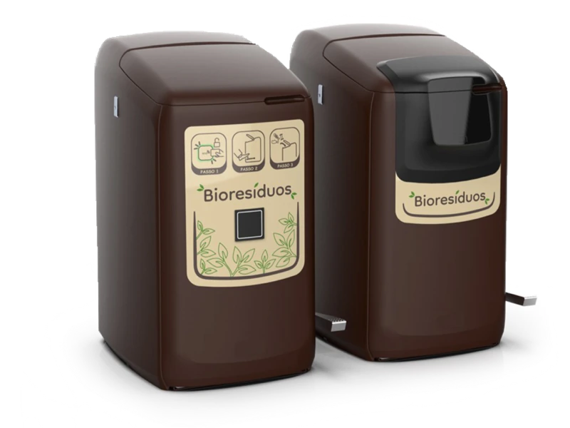 Bioresíduos smart bin renders, both variants