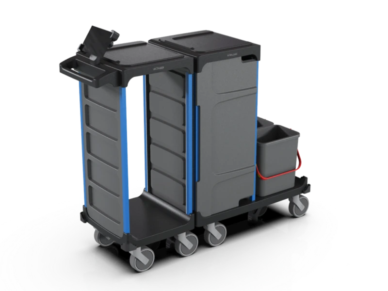 Modular cleaning cart render, rear view